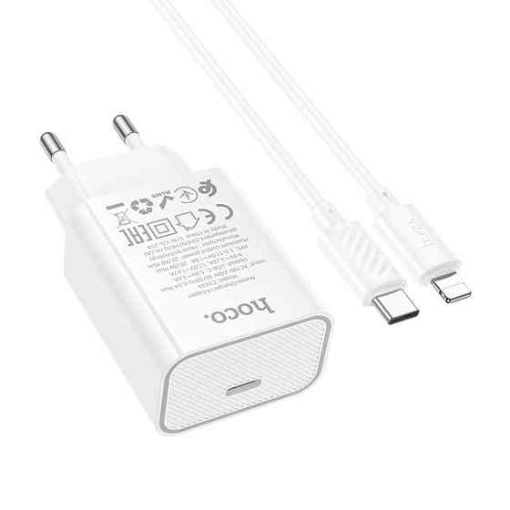 Сетевое зарядное устройство с кабелем HOCO C143A Benefit single port PD20W charger set(C to iP) White Одесса