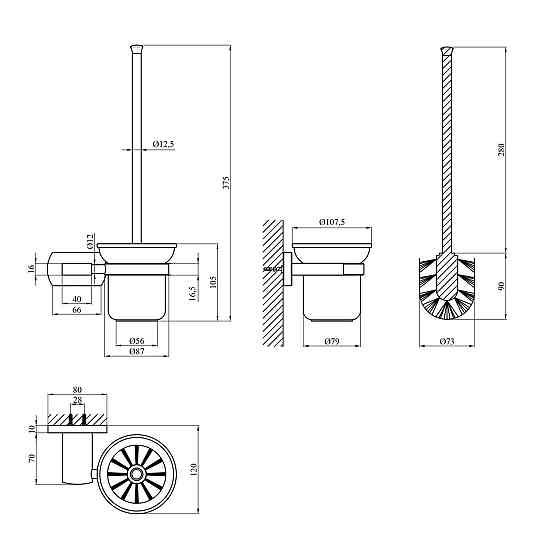 Ершик для унитаза настенный Kroner KRP Graz - GRP95613 Киев