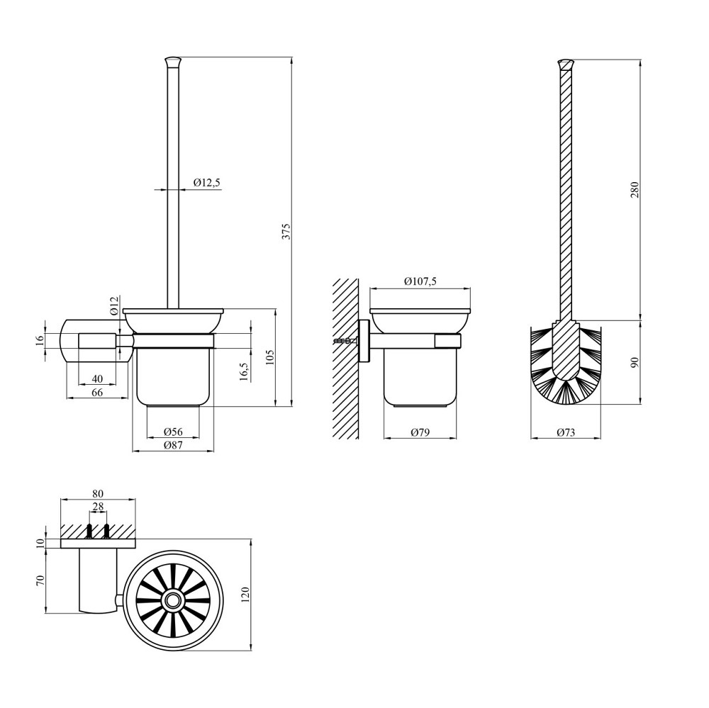 Ершик для унитаза настенный Kroner KRP Graz - GRP95613 Киев - изображение 2