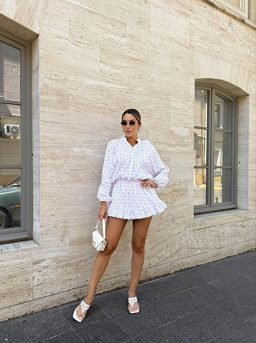 Женское легкое платье-комбинезон с принтом натуральный муслин 42/44, Белый 2 Одесса - изображение 8