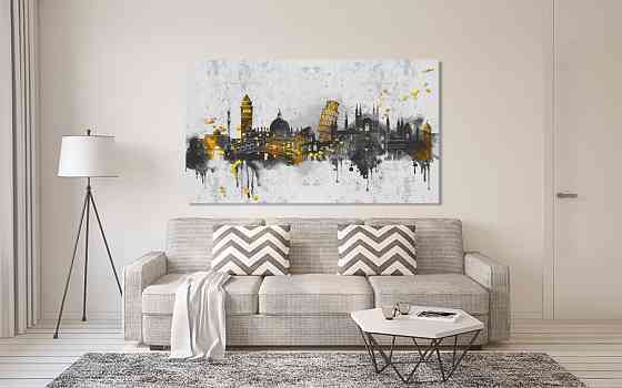 Картина холст в гостиную / спальню  Міста в абстракції   MLP_298 40x80 см Киев