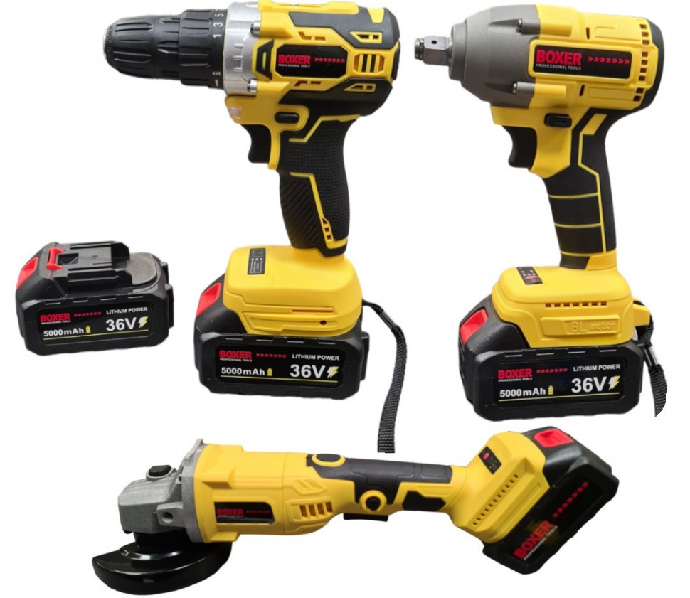 BX-189 Акумуляторний набір: гайковерт, шуруповерт, болгарка 25V з кейсом, 3 інструменти Одеса - фото 1