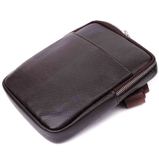 Мужская вертикальная сумка из натуральной кожи Vintage 22863 Коричневый Киев