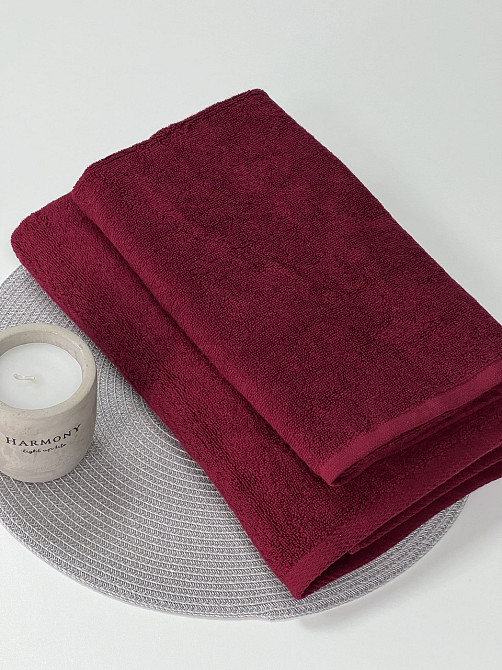 Комплект махрових рушників Ideal Textile 2 шт (50х90см + 70х140см) (56860378) Бордовий Чернівці - фото 2