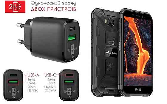 Сетевое зарядное устройство для Ulefone Armor X6, Armor X6 Pro, 20W 3A, Quick Charge 3.0 Киев