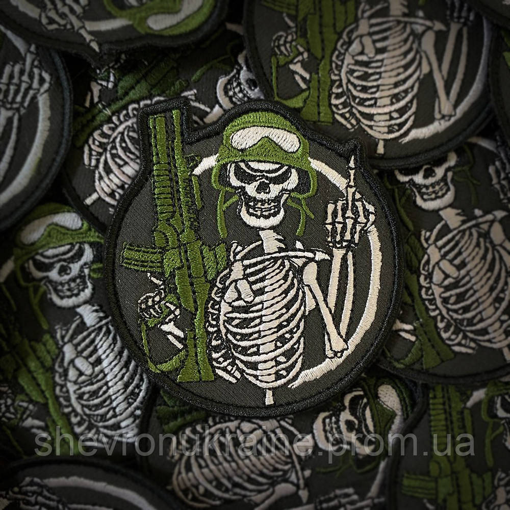 Шеврон Скелет хуліган (Форма коло. На липучці) Розмір 9x7см Київ - фото 1