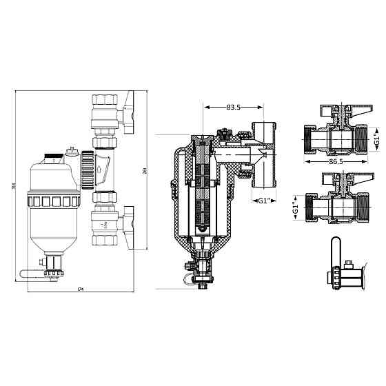 Фільтр-дешламатор Thermo Alliance Forte 1", поворотний (магнітний шламоуловник) TAF400G25 Київ