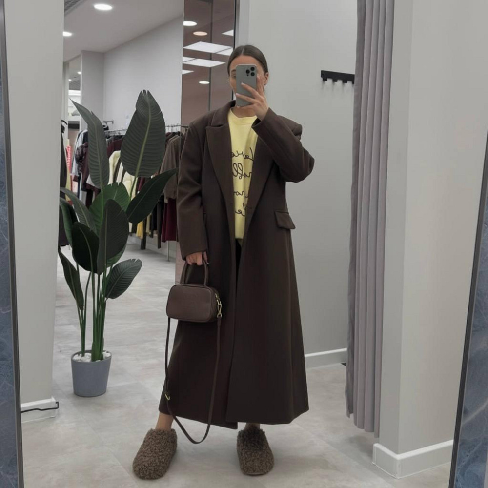 Стильное женское пальто оверсайз крой кашемир + подкладка Шоколад, 46/48 Одесса - изображение 1