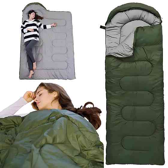 Демисезонный спальный мешок с капюшоном, 200х60см, Хаки / Спальник теплый / Спальный мешок одеяло ЗСУ Киев