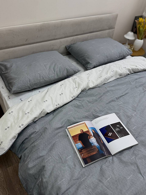 Ecotton Комплект постільної білизни Ecotton двоспальний 180х215 см двосторонній сірий Київ - фото 5