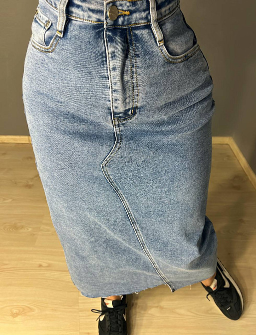 Спідниця жіноча джинсова Moss 503 довга асиметрична з розрізом блакитна, блакитний, 30, 30, 82 см, 1 Одеса - фото 6