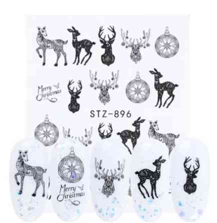 Новорічні стікери для нігтів - розмір наклейки 6*5см, інструкція в описі товару Київ