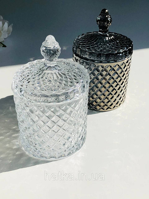 Цукерниця ємність для зберігання скляна "Діамант 730" 600 мл 10,5х16 см товсте прозоре скло Київ - фото 4