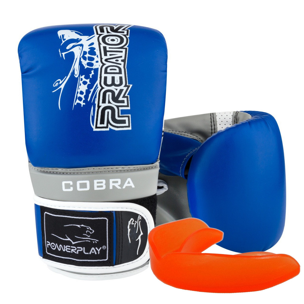 Снарядні рукавиці PowerPlay 3038 Синьо-сірі L (капа в подарунок) Каменское - изображение 1