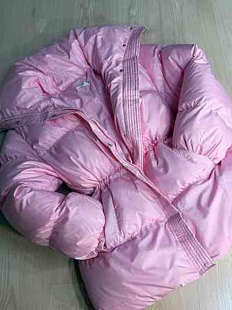 Куртка женская Haiziyuan 8055 глянцевая пуфер удлиненная с утяжкой на талии розовая, розовый, XL Киев