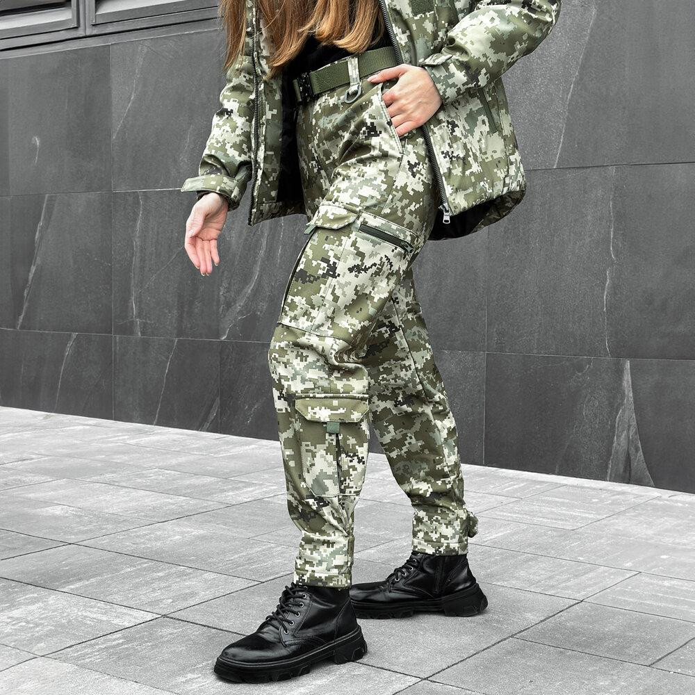 Брюки-карго для женщин с боковыми карманами пиксельные Pobedov Static Киев - изображение 6