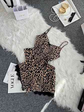 Женская базовая повседневная домашняя шелковая пижама с кружевом Бежевий, 44/46 Одесса