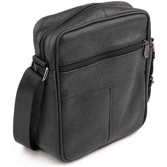 Сумка мужская на одно отделение зернистая Vintage 20203 Черная Киев