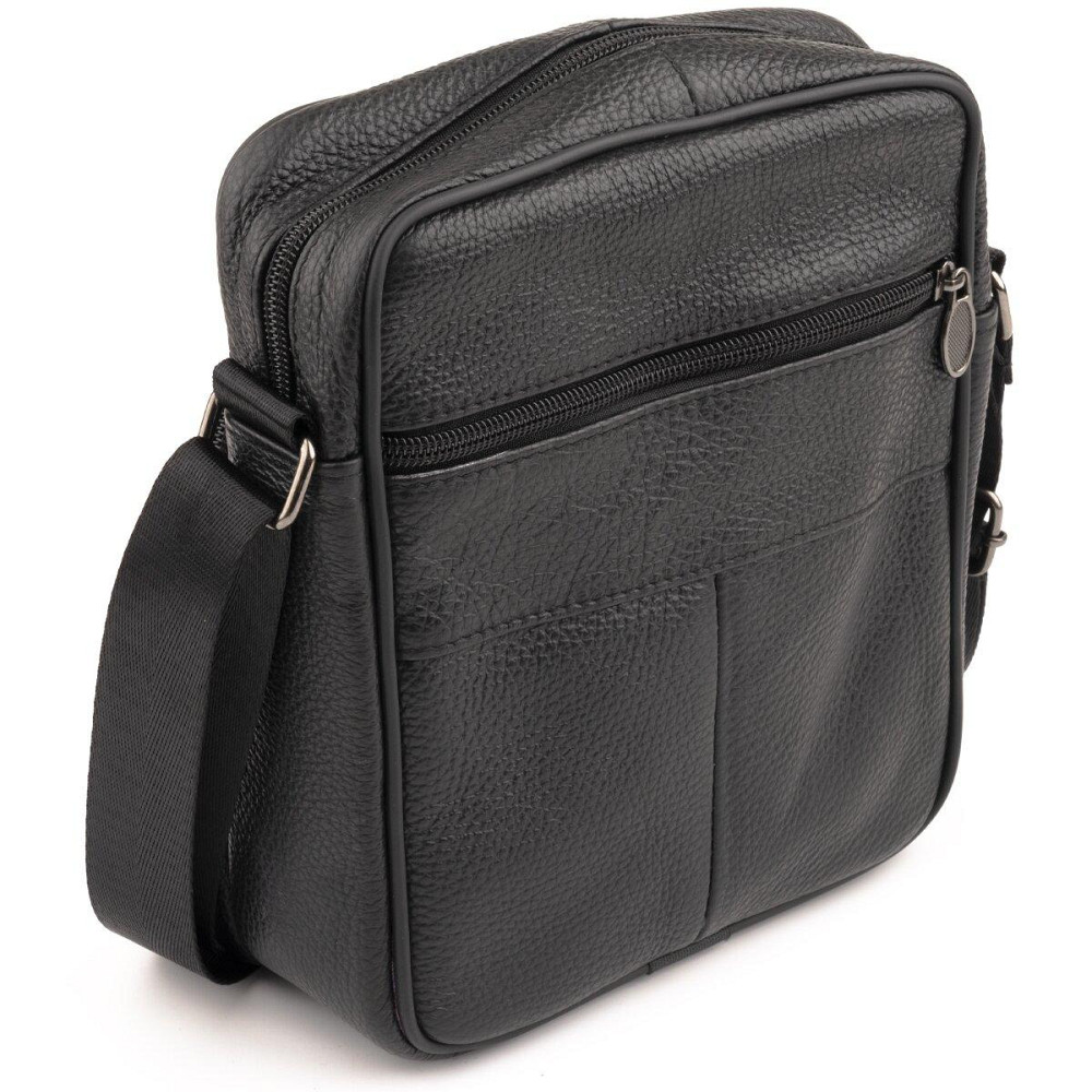 Сумка мужская на одно отделение зернистая Vintage 20203 Черная Киев - изображение 2