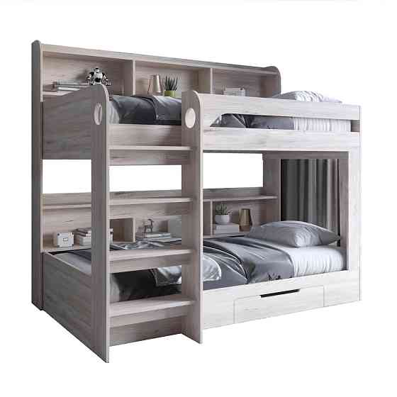 Дитяче двоярусне ліжко LION Майнкрафт 90х190 см з шухлядою Самоа Димчастий (LION-041543) Львів