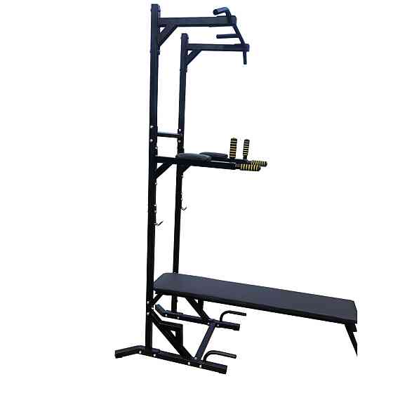 Скамья для жима + турник + пресс + брусья 5 в 1 50х50 мм KZ-802 Черный разборная Киев