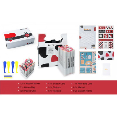 Художественный маркер Arrtx Спиртовые Oros ASM-03RD 24 цвета, красные оттенки (LC302536) Винница - изображение 2