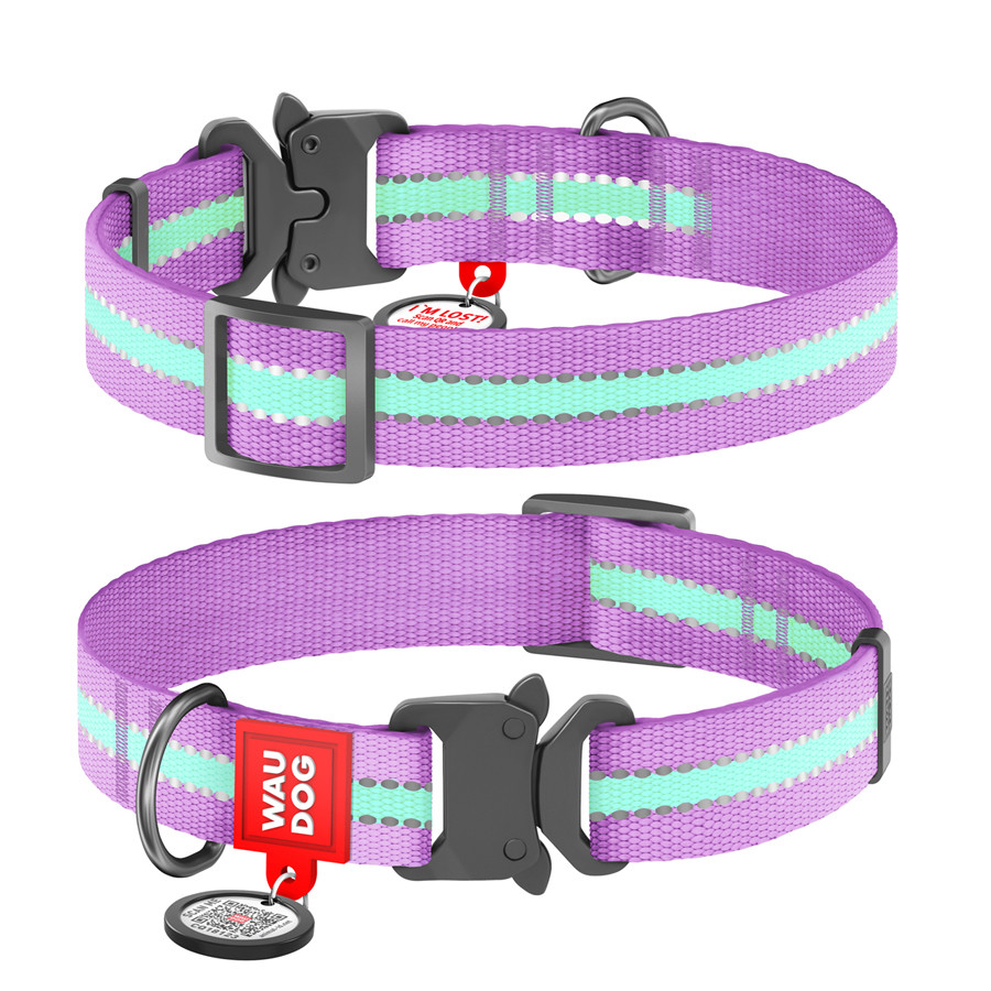 Нашийник для собак нейлоновий WAUDOG Nylon з QR паспортом, світлонакопичувальний/світловідбивни Коломыя - изображение 2