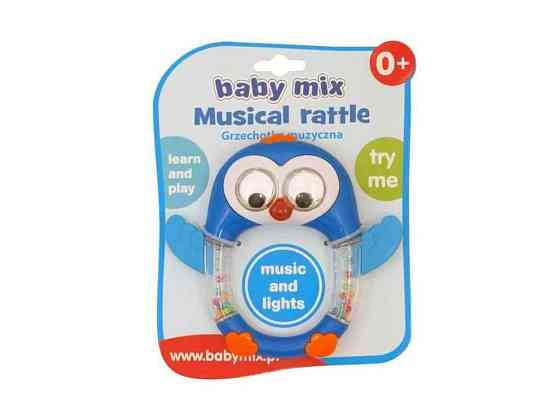 Погремушка голубой пластик музыкальная KP-0693 Пингвин ТМ BABY MIX Киев
