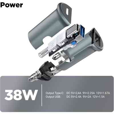 Зарядний пристрій Armorstandart Car USB Type-C PD20W + USB QC 3.0 Grey (ARM65439) Вінниця