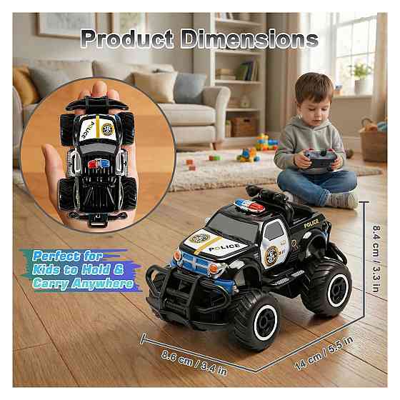 Радіокерована машинка RC автівка Pup Go Police чорний зі світлом ABS 27 MHz дальність 8-10 м 1:43 для дітей від 3 років Київ