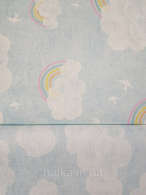 Обои винил на флизелине AS Creation Mia and Paul 0.53х10 детские радуга птички тучки облака белые на голубом Киев - изображение 3