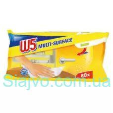 Влажные салфетки для уборки дома Лимон W5, 80 шт W5 Multi-Surface wipes Lemon, 80 st Киев - изображение 1
