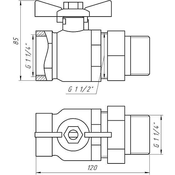 Кран кульовий прямий з американкою  ARCO 1 1/4″ SENA 154106 Тернопіль