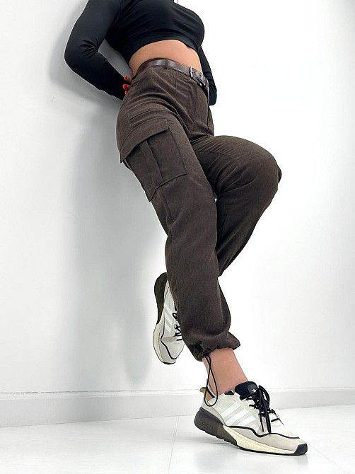 Жіночі вельветові брюки карго "Urban" оптом | Батал Шоколадний, 52 Київ - фото 5