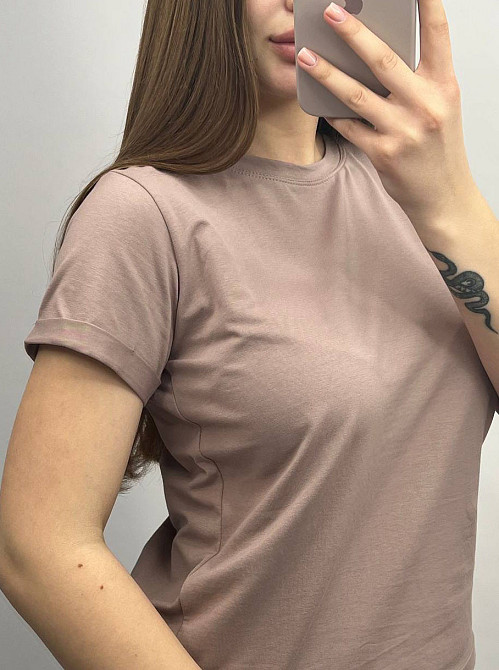 Базовая футболка женская удлиненная Какао XL Харьков - изображение 3