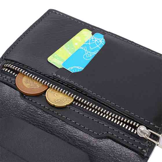 Стильное кожаное портмоне с держателем для Apple AirTag GRANDE PELLE 11625 Черный Киев