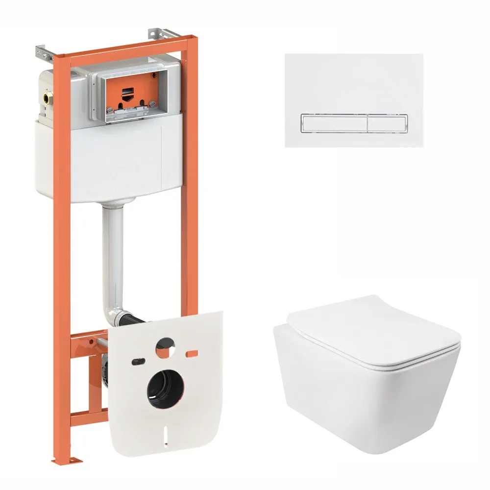 Готове рішення Qtap для ванної кімнати: підвісний унітаз Crow Rimless 520х360х290 + комплект інсталяції Nest 4 в 1 (лінійна Київ - фото 1