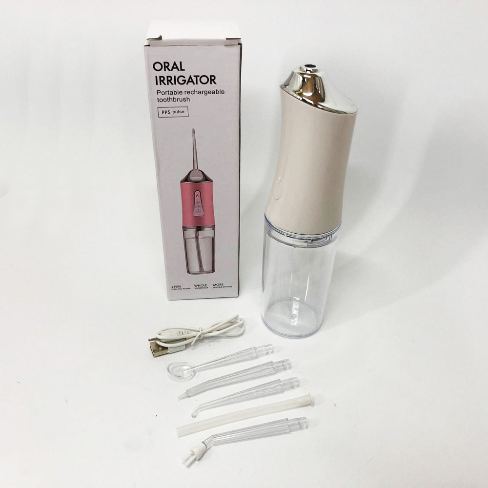 Ирригатор для чистки зубов и полости рта Oral Irrigator с аккумулятором и сменными насадками. Цвет: белый HK-42 Львов - изображение 11