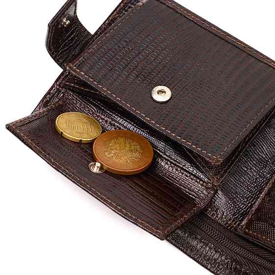 Мужской современный кошелек горизонтального формата из натуральной кожи с тиснением CANPELLINI 21757 Коричневый Киев