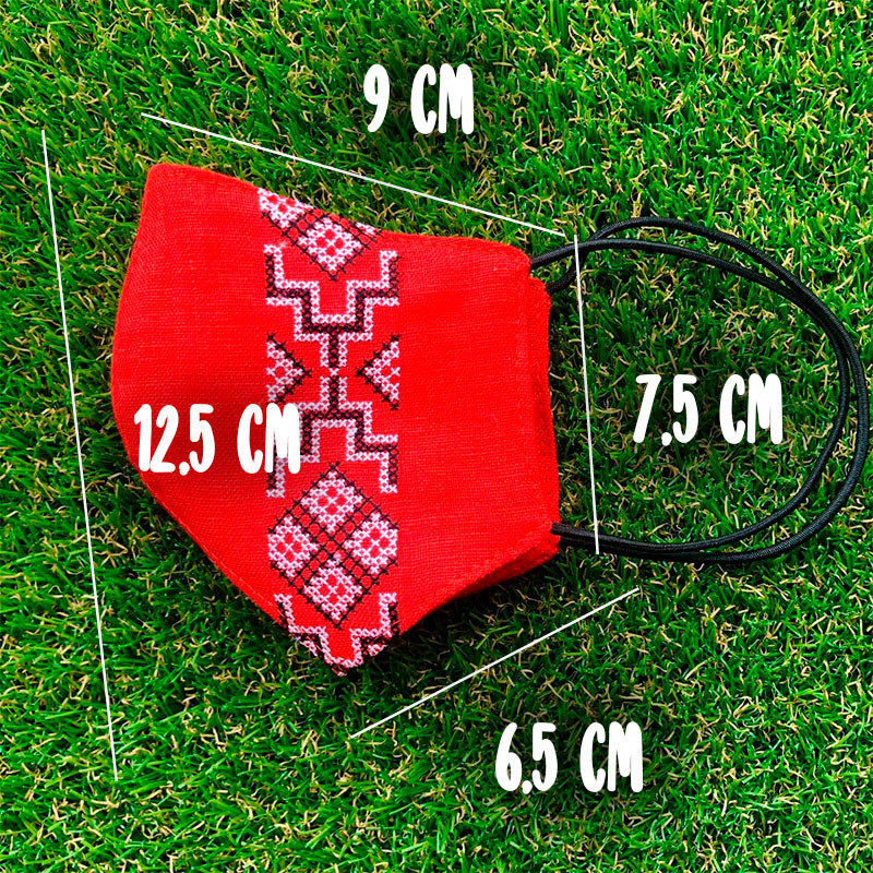 Маска защитная многоразовая из 100% ЛЬНА с Вышивкой Размер М (Красный) Сумы - изображение 5