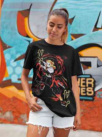 Футболка для мальчика аниме Истребитель демонов оверсайз (рост от 165 до 180 ) Черний AnimeJ0916m Днепр