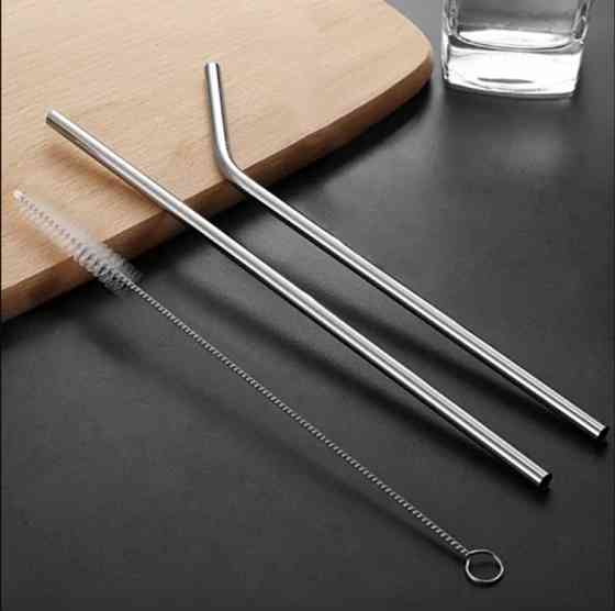 Набір металевих трубочок для коктейлю 2шт. Вінниця
