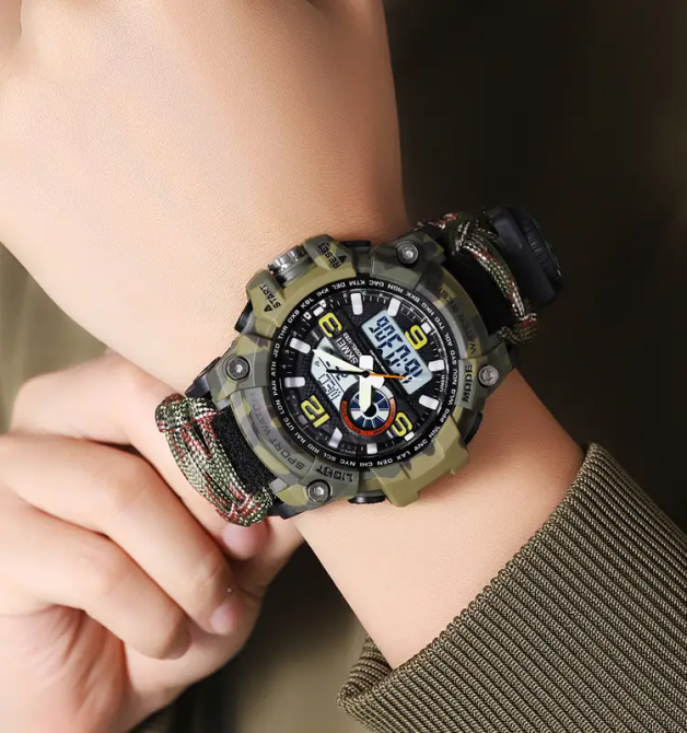 Часы мужские спортивные наручные Skmei 1283 с паракордовым ремешком (Камуфляж) Винница - изображение 6