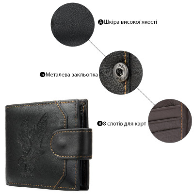 Портмоне Vintage Чорне (20232) Вінниця - фото 6