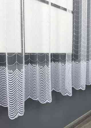 Короткая тюль, высота 1,6 м., фатин с вышивкой и люрексом, цвет белый 1890т Киев