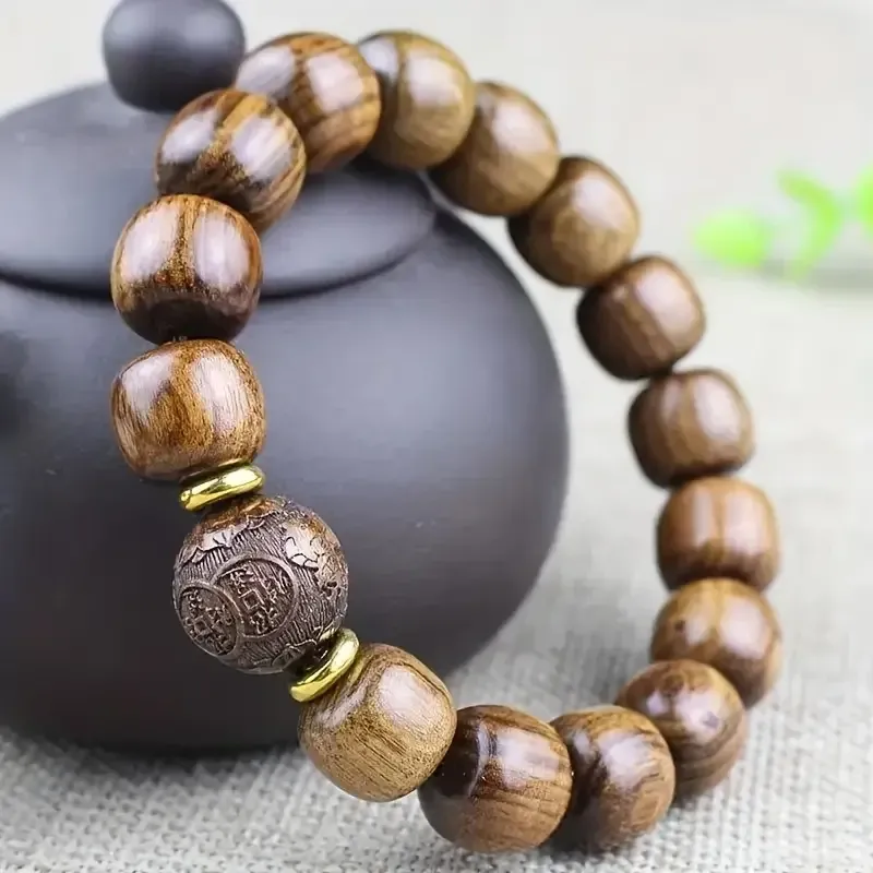 Мужской браслет из сандалового дерева – натуральные деревянные бусины, стильный аксессуар Киев - изображение 6