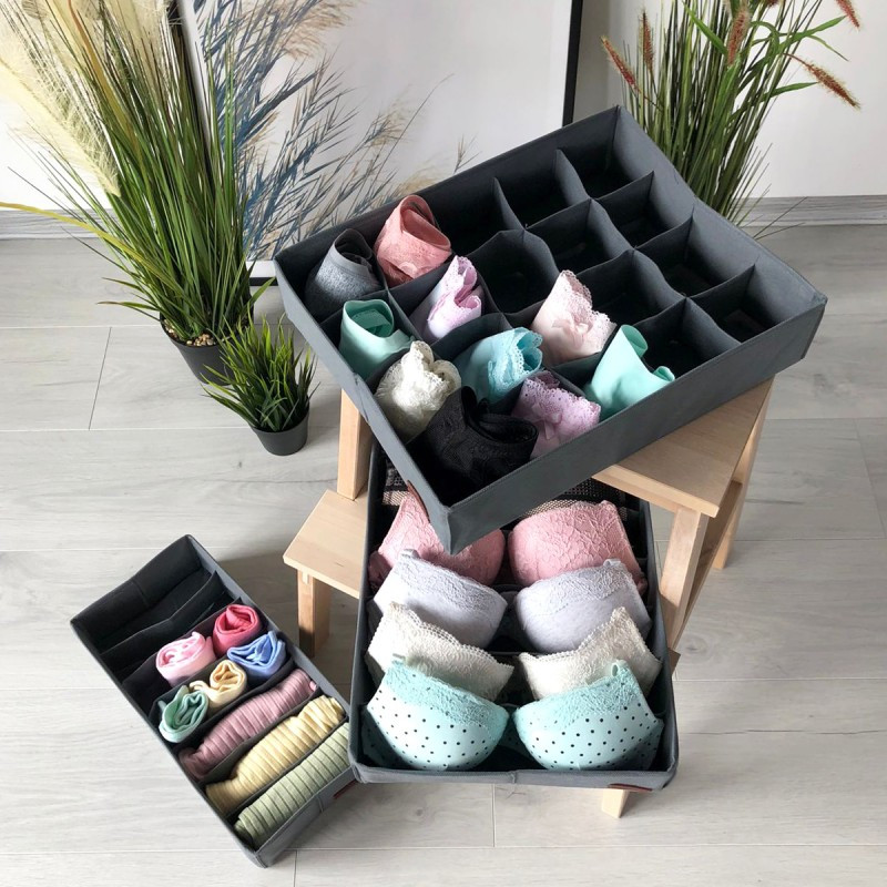 Комплект органайзеров для нижнего белья 3 шт GR003 (Серый) Сумы - изображение 1