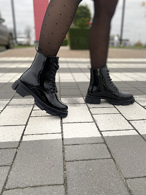 Черевики жіночі GREMMY чорні шкіра лакована висота 13 см (4230) Коломия - фото 2