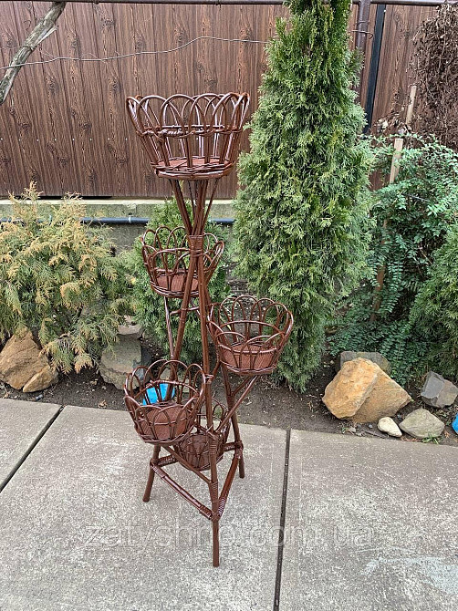 Коричнева плетена підставка для квітів, вазонів. Київ - фото 2