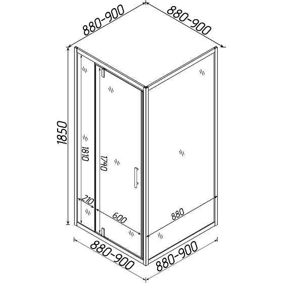 Душова кабіна квадратна без піддона MORAVA N90GB BRAVO (1уп.) Тернополь